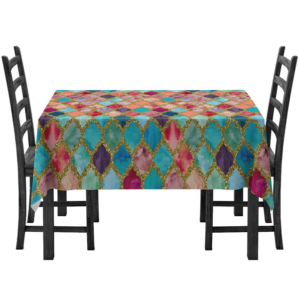 Custom Glitter Moroccan Watercolor Tablecloth