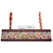 Glitter Moroccan Watercolor Red Mahogany Nameplates with Business Card Holder - Straight
