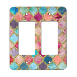 Glitter Moroccan Watercolor Rocker Style Light Switch Cover - Two Switch