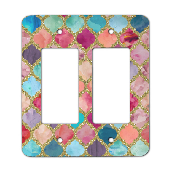 Custom Glitter Moroccan Watercolor Rocker Style Light Switch Cover - Two Switch