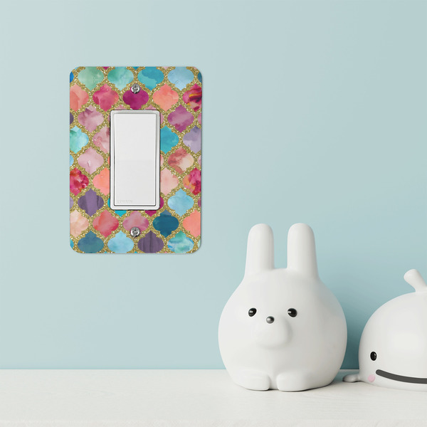 Glitter Moroccan Watercolor Rocker Light Switch Covers - Single - IN CONTEXT