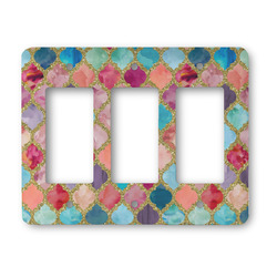 Glitter Moroccan Watercolor Rocker Style Light Switch Cover - Three Switch