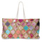 Glitter Moroccan Watercolor Large Rope Tote Bag - Front View