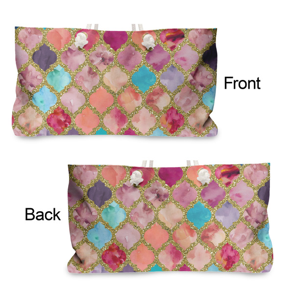 Glitter Moroccan Watercolor Large Rope Tote - From & Back View