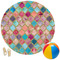 Glitter Moroccan Watercolor Round Beach Towel