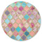 Glitter Moroccan Watercolor Round Rubber Backed Coaster