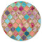 Glitter Moroccan Watercolor Round Rubber Backed Coaster
