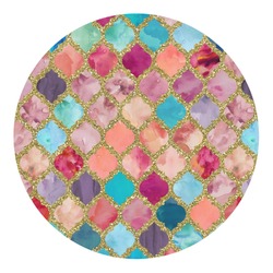 Glitter Moroccan Watercolor Round Decal - XLarge