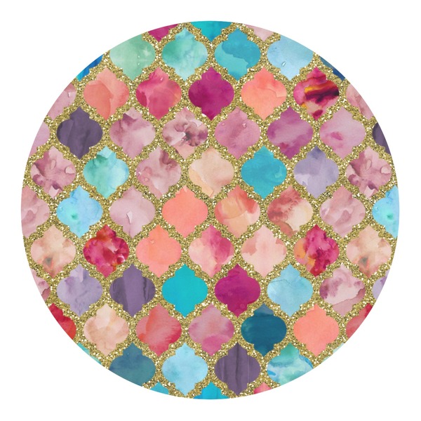 Custom Glitter Moroccan Watercolor Round Decal - Large