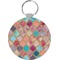 Glitter Moroccan Watercolor Round Plastic Keychain