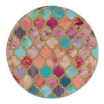 Glitter Moroccan Watercolor Round Linen Placemat