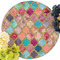 Glitter Moroccan Watercolor Round Linen Placemats - Front (w flowers)
