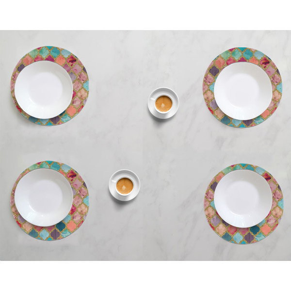 Glitter Moroccan Watercolor Round Linen Placemats - LIFESTYLE (set of 4)