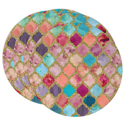 Glitter Moroccan Watercolor Round Paper Coasters