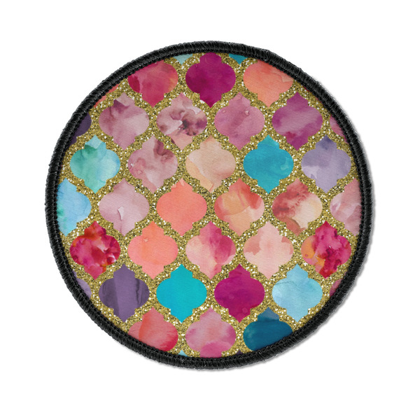 Custom Glitter Moroccan Watercolor Iron On Round Patch