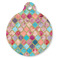 Glitter Moroccan Watercolor Round Pet ID Tag - Large - Front