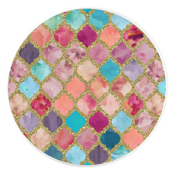 Glitter Moroccan Watercolor Round Stone Trivet