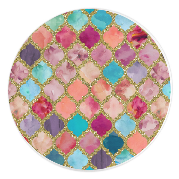 Custom Glitter Moroccan Watercolor Round Stone Trivet