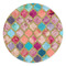 Glitter Moroccan Watercolor Round Stone Trivet - Front View