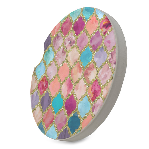 Glitter Moroccan Watercolor Sandstone Car Coaster - STANDING ANGLE