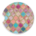 Glitter Moroccan Watercolor Sandstone Car Coaster - Single