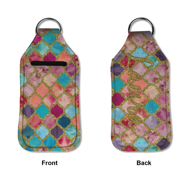Glitter Moroccan Watercolor Sanitizer Holder Keychain - Large APPROVAL (Flat)
