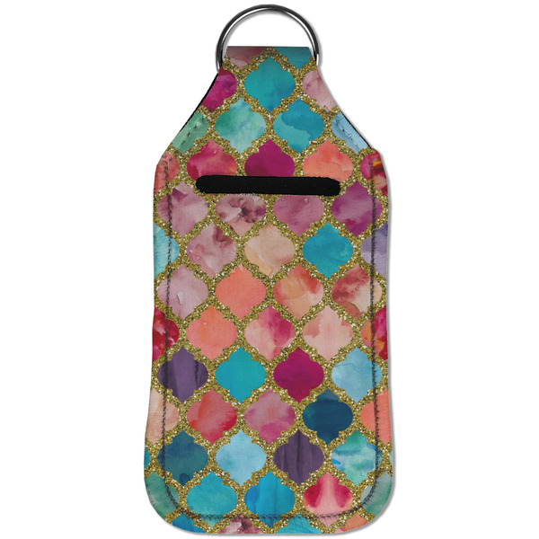 Glitter Moroccan Watercolor Sanitizer Holder Keychain - Large (Front)