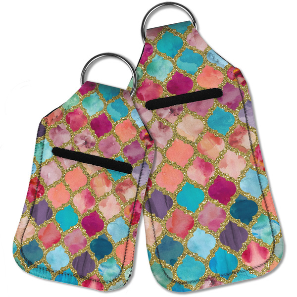 Glitter Moroccan Watercolor Sanitizer Holder Keychain - Parent Main