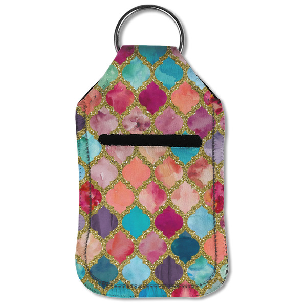Glitter Moroccan Watercolor Sanitizer Holder Keychain - Small (Front Flat)