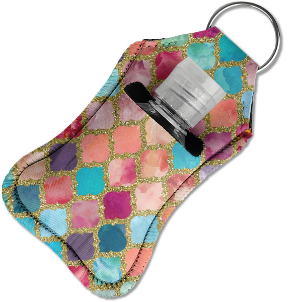 Glitter Moroccan Watercolor Sanitizer Holder Keychain - Small in Case