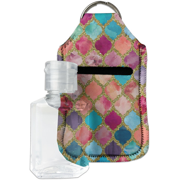Custom Glitter Moroccan Watercolor Hand Sanitizer & Keychain Holder - Small