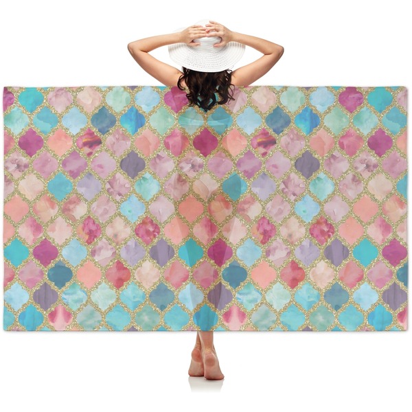 Custom Glitter Moroccan Watercolor Sheer Sarong