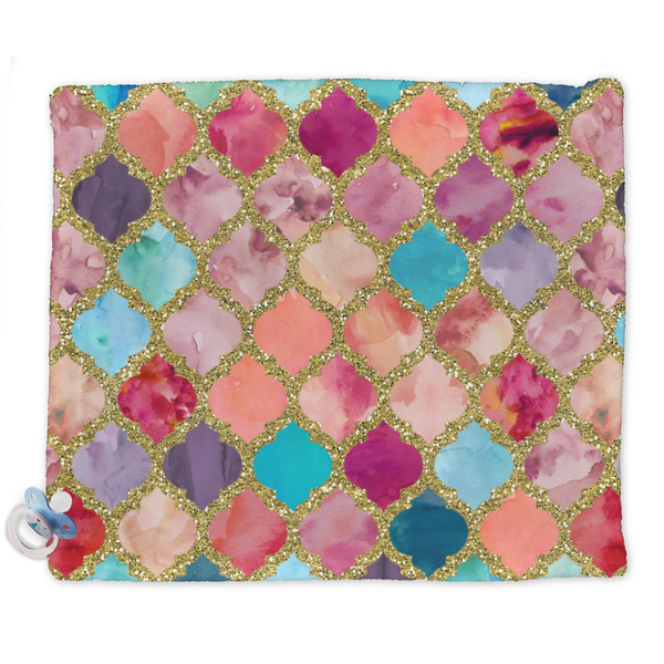 Custom Glitter Moroccan Watercolor Security Blankets - Double Sided