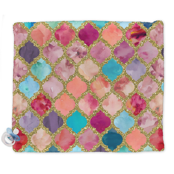 Custom Glitter Moroccan Watercolor Security Blanket