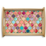 Glitter Moroccan Watercolor Natural Wooden Tray - Small