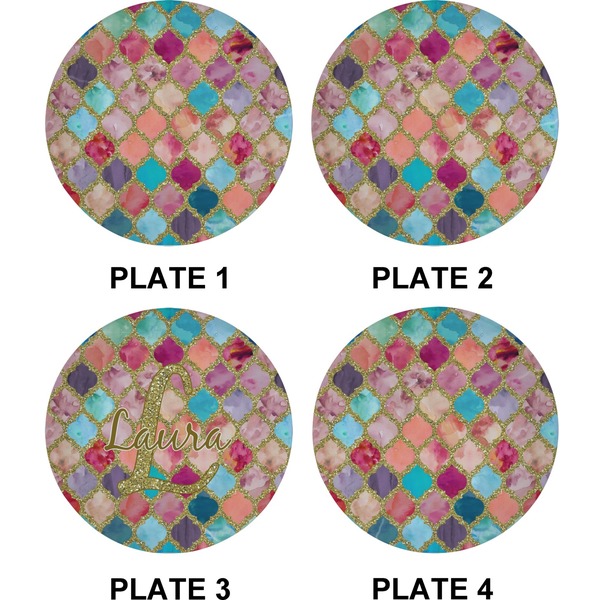 Glitter Moroccan Watercolor Set of Appetizer / Dessert Plates (Approval)