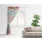 Glitter Moroccan Watercolor Sheer Curtain With Window and Rod - in Room Matching Pillow