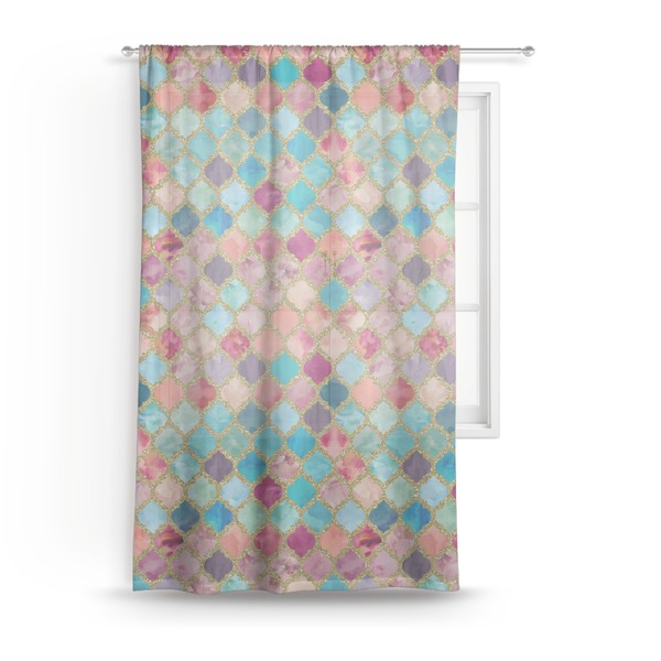 Custom Glitter Moroccan Watercolor Sheer Curtain