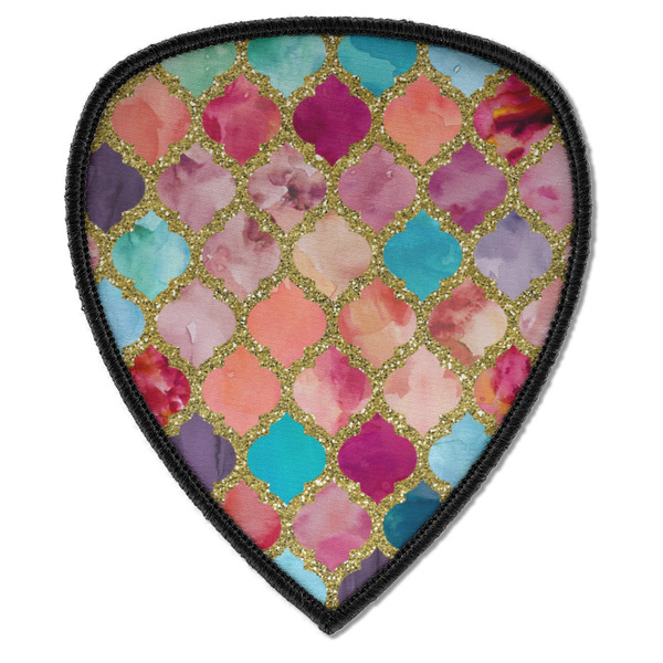 Custom Glitter Moroccan Watercolor Iron on Shield Patch A