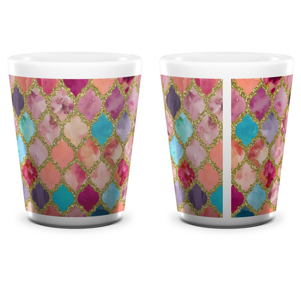 Glitter Moroccan Watercolor Shot Glass - White - APPROVAL