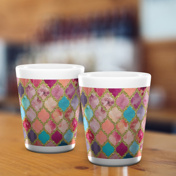 Glitter Moroccan Watercolor Shot Glass - White - LIFESTYLE