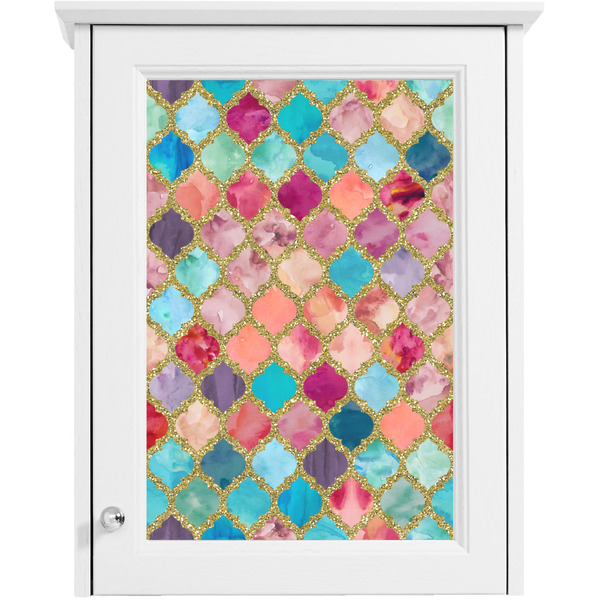 Glitter Moroccan Watercolor Single White Cabinet Decal
