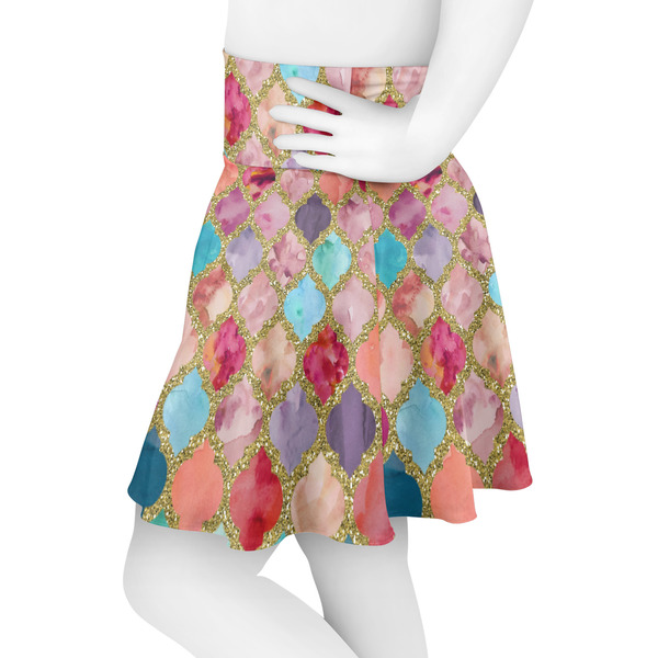 Glitter Moroccan Watercolor Skater Skirt - Side