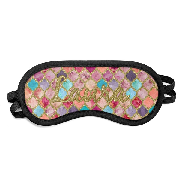 Custom Glitter Moroccan Watercolor Sleeping Eye Mask - Small