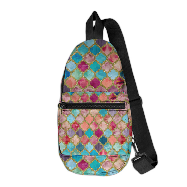 Custom Glitter Moroccan Watercolor Sling Bag