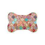 Glitter Moroccan Watercolor Bone Shaped Dog Food Mat (Small)