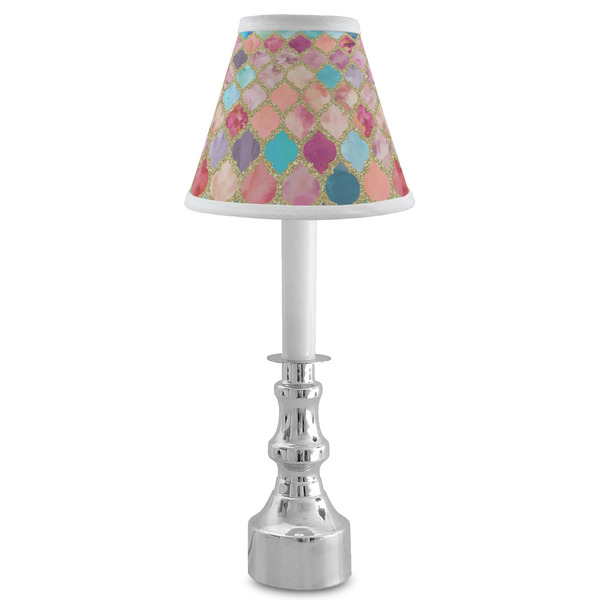 Glitter Moroccan Watercolor Small Chandelier Lamp - LIFESTYLE (on candle stick)