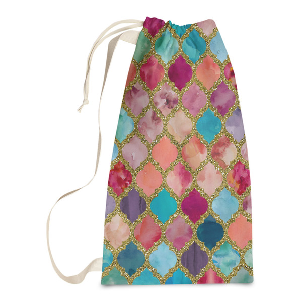 Custom Glitter Moroccan Watercolor Laundry Bags - Small