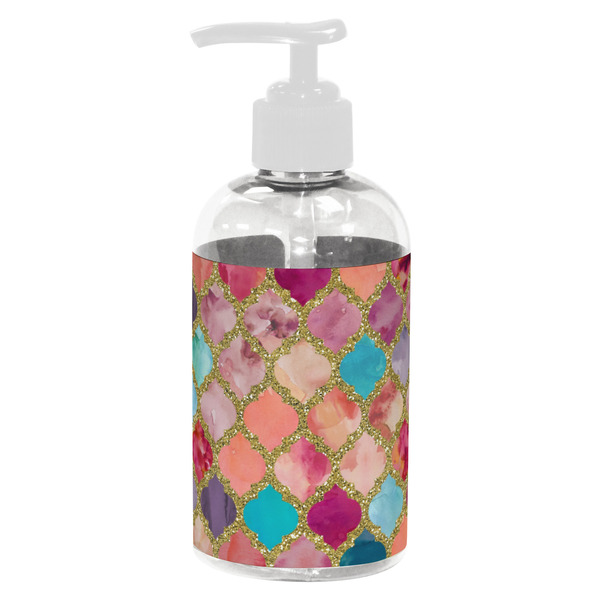 Custom Glitter Moroccan Watercolor Plastic Soap / Lotion Dispenser (8 oz - Small - White)