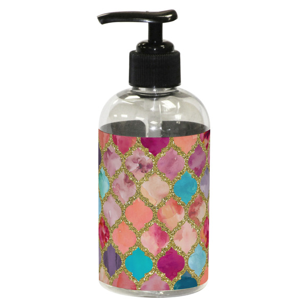 Custom Glitter Moroccan Watercolor Plastic Soap / Lotion Dispenser (8 oz - Small - Black)